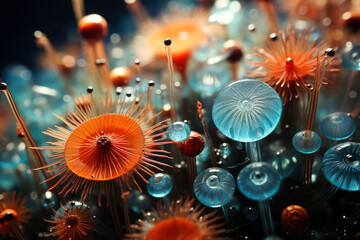 Exquisite macro photography of microscopic algae and diatoms under the microscope 