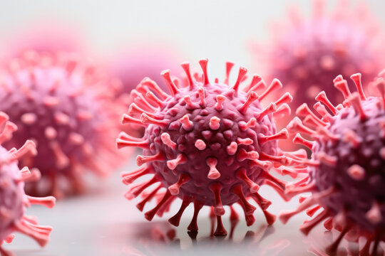 Detailed macro image of virus structures isolated on a white background 
