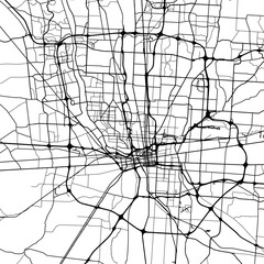 Obraz premium 1:1 square aspect ratio vector road map of the city of Columbus Ohio in the United States of America with black roads on a white background.