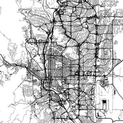 Obraz premium 1:1 square aspect ratio vector road map of the city of Colorado Springs Colorado in the United States of America with black roads on a white background.