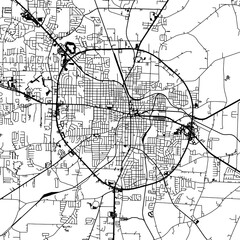 Fototapeta premium 1:1 square aspect ratio vector road map of the city of Dothan Alabama in the United States of America with black roads on a white background.