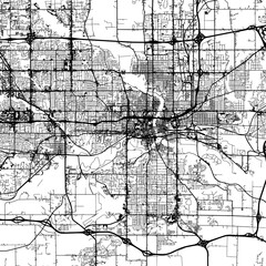 1:1 square aspect ratio vector road map of the city of  Des Moines Iowa in the United States of America with black roads on a white background.