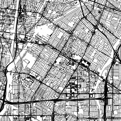 1:1 square aspect ratio vector road map of the city of  Downey California in the United States of America with black roads on a white background.