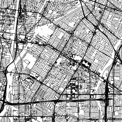 Obraz premium 1:1 square aspect ratio vector road map of the city of Downey California in the United States of America with black roads on a white background.