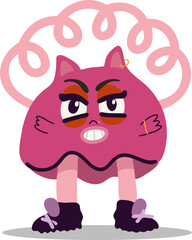 Doodle cartoon character. Monster. Hand drawn modern Vector illustration. Isolated design element. Poster, print template.