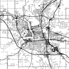 1:1 square aspect ratio vector road map of the city of  Eau Claire Wisconsin in the United States of America with black roads on a white background.