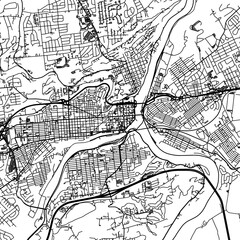 1:1 square aspect ratio vector road map of the city of  Easton - Philipsburg Pennsylvania in the United States of America with black roads on a white background.