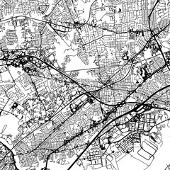 Obraz premium 1:1 square aspect ratio vector road map of the city of Edison New Jersey in the United States of America with black roads on a white background.