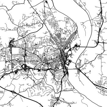 1:1 square aspect ratio vector road map of the city of  Dubuque Iowa in the United States of America with black roads on a white background.