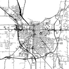 1:1 square aspect ratio vector road map of the city of  Fond du Lac Wisconsin in the United States of America with black roads on a white background.
