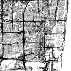 Naklejka premium 1:1 square aspect ratio vector road map of the city of Fort Lauderdale Florida in the United States of America with black roads on a white background.