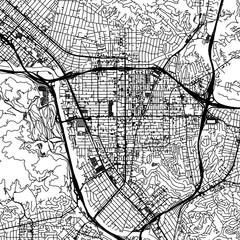 Obraz premium 1:1 square aspect ratio vector road map of the city of Glendale California in the United States of America with black roads on a white background.