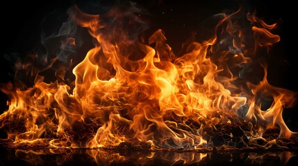 Fototapeta na wymiar Beautiful scorching fire red burning burns and glows