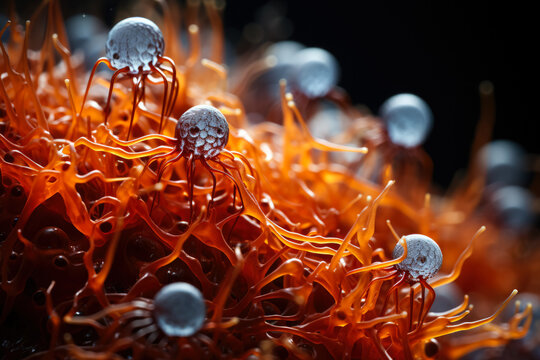 Intricate macro exploration of microscopic parasites under high-powered microscopic lens 