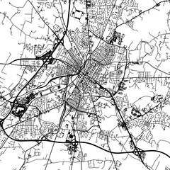 Obraz premium 1:1 square aspect ratio vector road map of the city of Hagerstown Maryland in the United States of America with black roads on a white background.