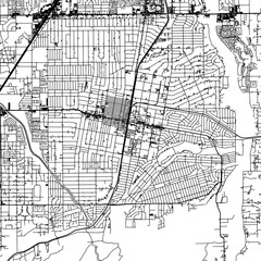 1:1 square aspect ratio vector road map of the city of  Hesperia California in the United States of America with black roads on a white background.