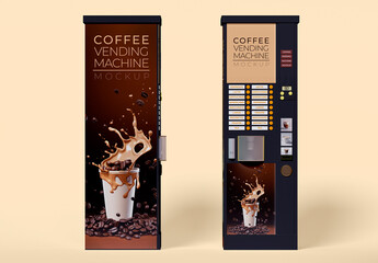 Front and Side View Coffee Vending Machine Mockup