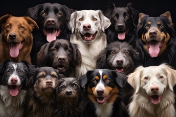 a variety of dogs from different breeds in one frame