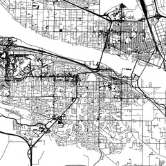 1:1 square aspect ratio vector road map of the city of  Kennewick Washington in the United States of America with black roads on a white background.