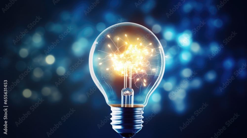 Poster ai generated 3d image of sparkling light bulb