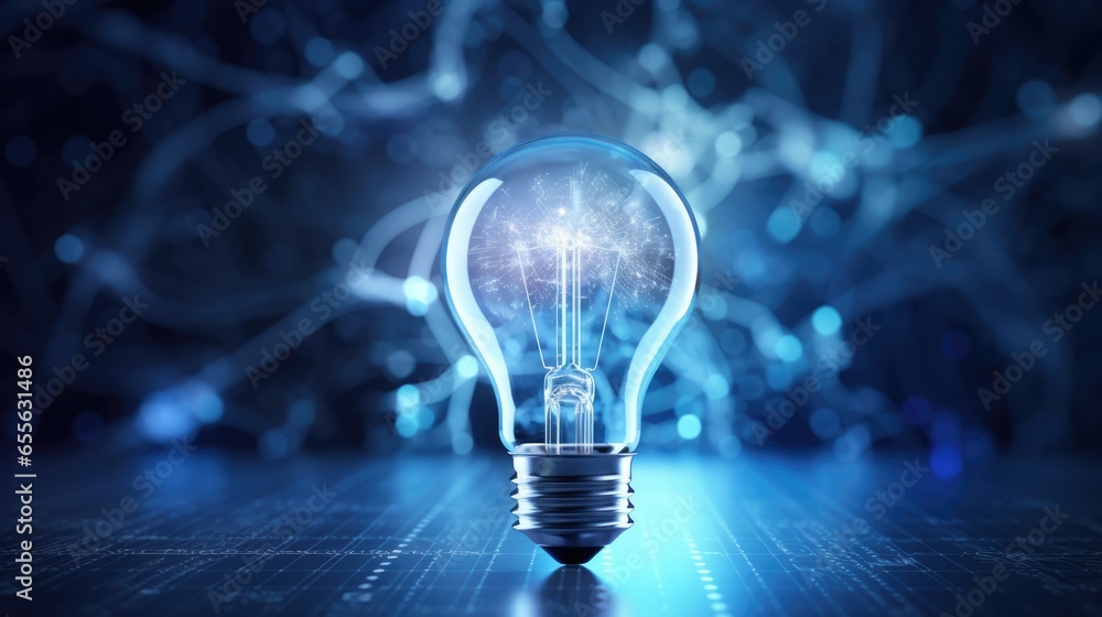 Poster ai generated 3d image of sparkling light bulb