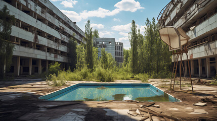Pripyat Ukraine July 20 2021 Azure Swimming Pool