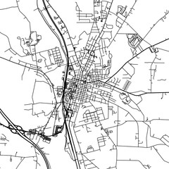 1:1 square aspect ratio vector road map of the city of  Meadville Pennsylvania in the United States of America with black roads on a white background.