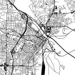 1:1 square aspect ratio vector road map of the city of  Macon Georgia in the United States of America with black roads on a white background.