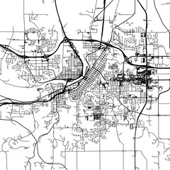 1:1 square aspect ratio vector road map of the city of  Mankato Minnesota in the United States of America with black roads on a white background.