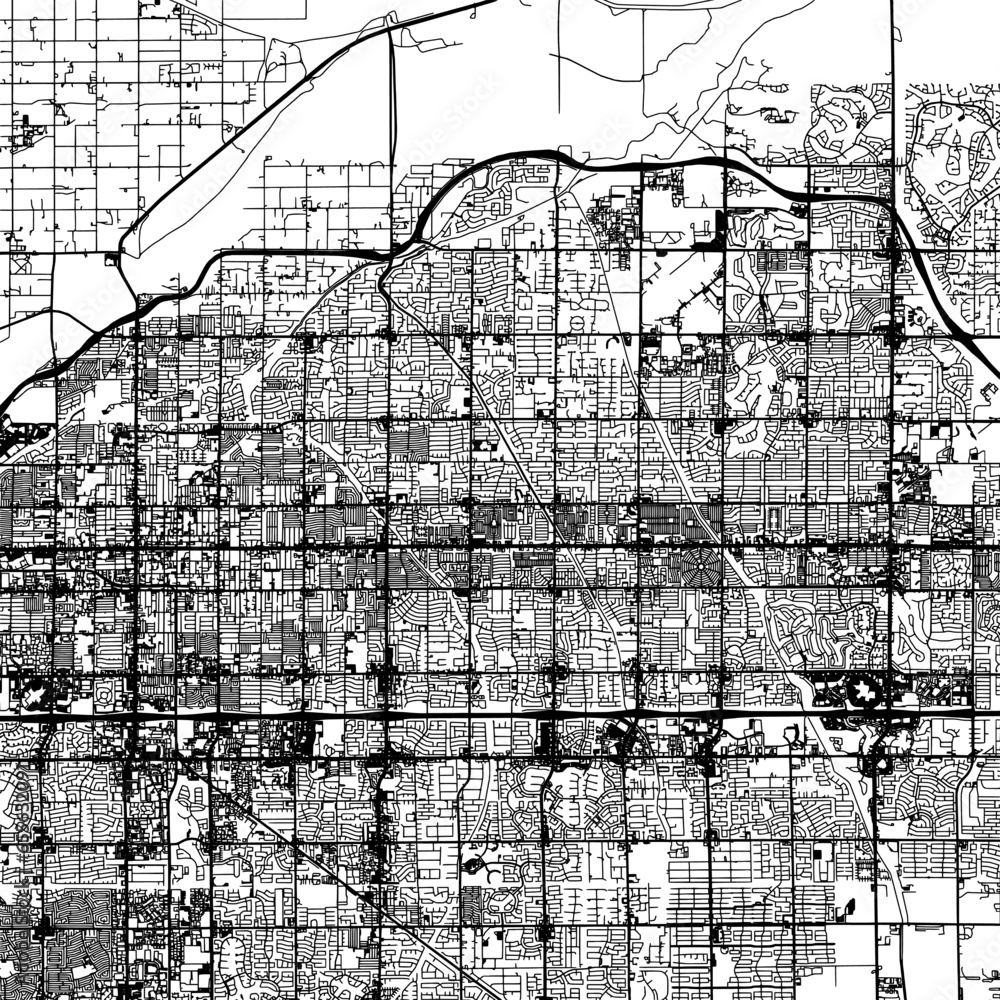 Wall mural 1:1 square aspect ratio vector road map of the city of  Mesa Arizona in the United States of America with black roads on a white background.