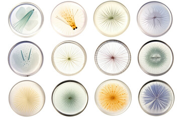 Ultra-magnified diatom images under a microscope isolated on a white background 