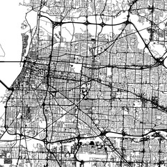 Obraz premium 1:1 square aspect ratio vector road map of the city of Memphis Tennessee in the United States of America with black roads on a white background.