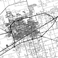 1:1 square aspect ratio vector road map of the city of  Midland Texas in the United States of America with black roads on a white background.