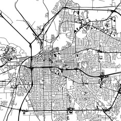 1:1 square aspect ratio vector road map of the city of  Montgomery Alabama in the United States of America with black roads on a white background.