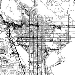 1:1 square aspect ratio vector road map of the city of  Moreno Valley California in the United States of America with black roads on a white background.
