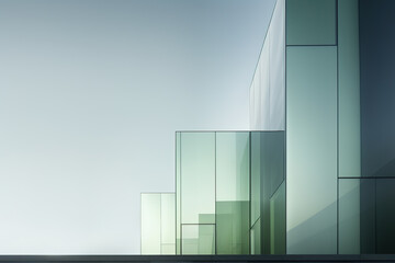 Light green square glass modern building exterior