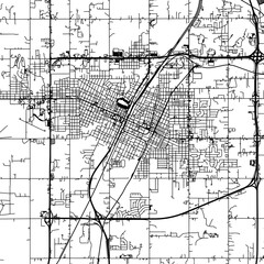 1:1 square aspect ratio vector road map of the city of  Muskogee Oklahoma in the United States of America with black roads on a white background.