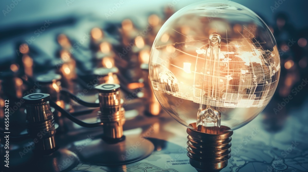 Poster ai generated 3d image of sparkling light bulb