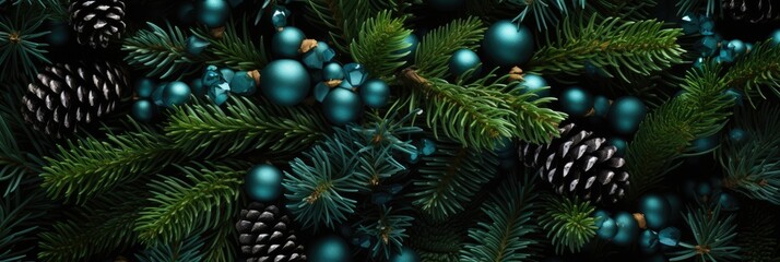 Fototapeta premium Seamless Background Of Christmas Tree. Top Down View, Hd Background, Background For Website