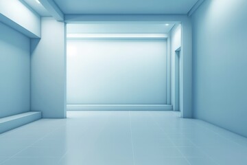 Fototapeta premium An empty room with white walls and a long window