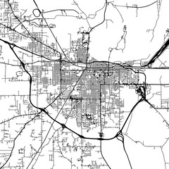 1:1 square aspect ratio vector road map of the city of  Pine Bluff Arkansas in the United States of America with black roads on a white background.