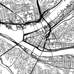 1:1 square aspect ratio vector road map of the city of  Pittsburgh Center Pennsylvania in the United States of America with black roads on a white background.