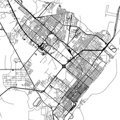 1:1 square aspect ratio vector road map of the city of  Port Arthur Texas in the United States of America with black roads on a white background.