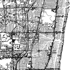1:1 square aspect ratio vector road map of the city of  Pompano Beach Florida in the United States of America with black roads on a white background.