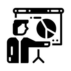 Presentation icon represented with person and whiteboard