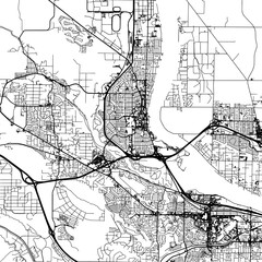 1:1 square aspect ratio vector road map of the city of  Richland Washington in the United States of America with black roads on a white background.