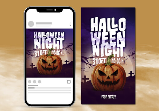 Halloween Party Social Media Set Generated by Ai