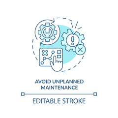 2D editable blue icon avoid unplanned maintenance concept, isolated vector, predictive maintenance thin line monochromatic illustration.