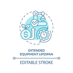 2D editable blue icon extended equipment lifespan concept, isolated vector, predictive maintenance thin line monochromatic illustration.