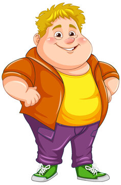 Cute chubby boy cartoon character